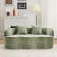 Crème teinté incurvé 2 places, accoudoir rond, sans assemblage, rembourrage en éponge haute densité et à ressorts, confortable pour le bureau de la chambre à coucher, fonction moderne avec accent, coussins de canapé à compression, facile à-831618785