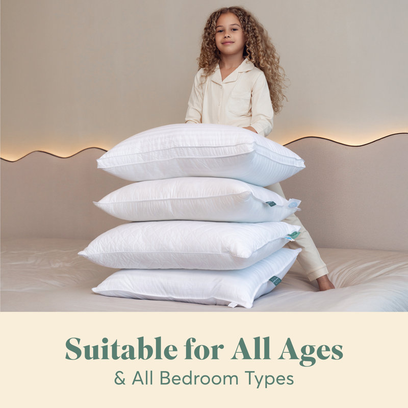  Down Alternative Pillow for Sleeping — Soft Classic Comfort, 100% Cotton Cover, Breathable Pillow, Plush Fill, Shape Retaining for Back & Stomach Sleepers-Twin