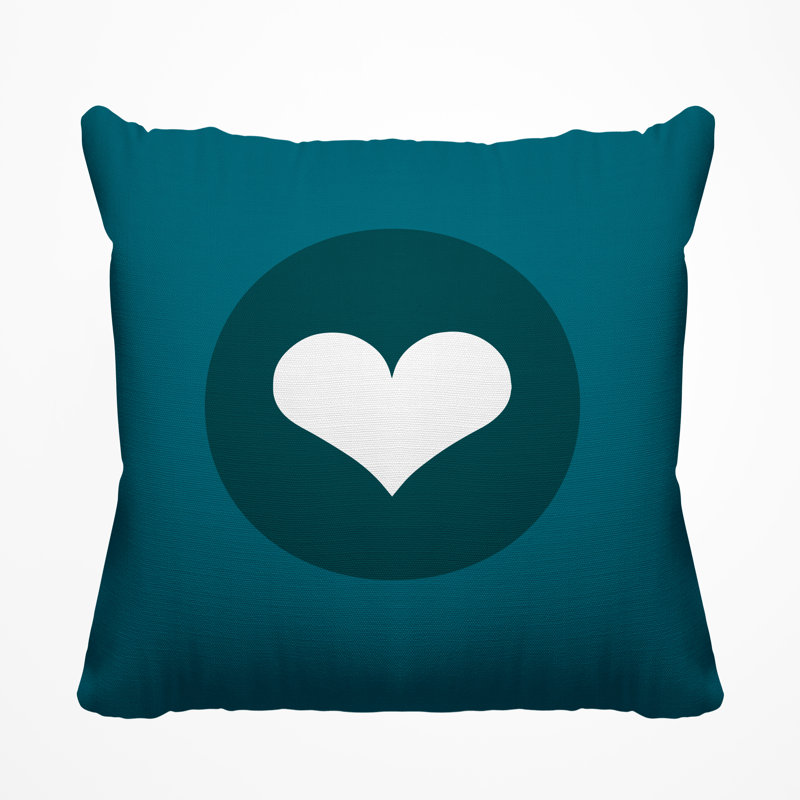 Housse et insert de coussin carré Sweet Love Heart, H 17 po x l 17 po, Turquoise