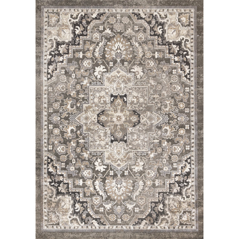Tapis traditionnel tissé à la machine Cariad, Rectangle 5 pi 3 po x 7 pi 7 po