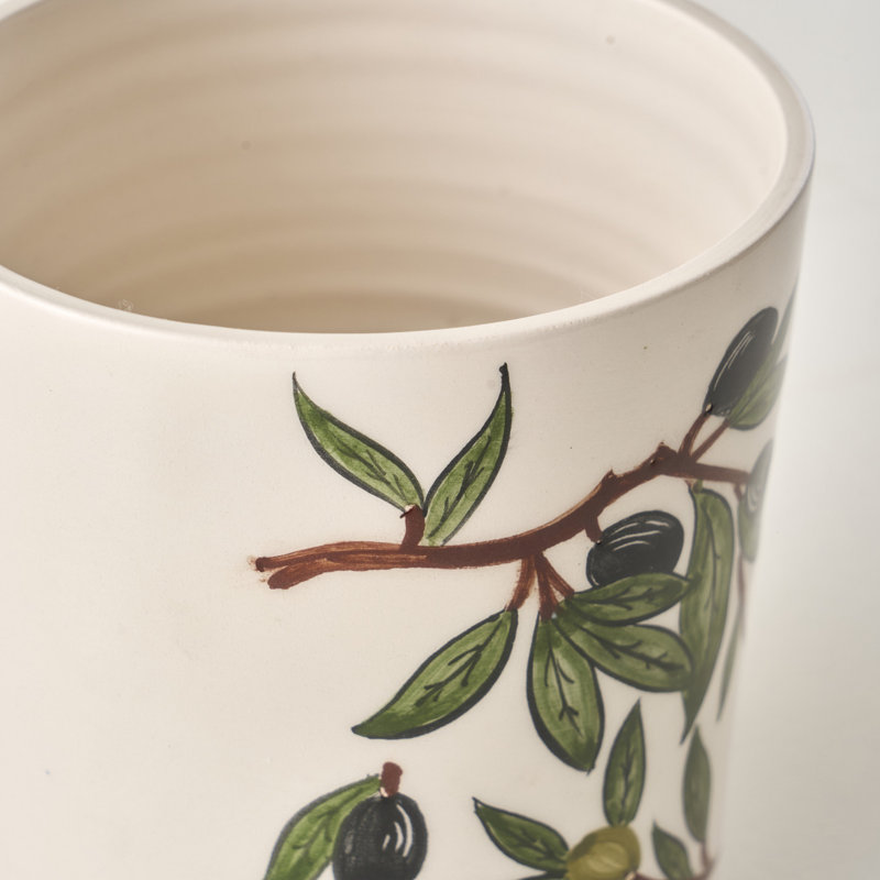 Porte-ustensiles olive en céramique