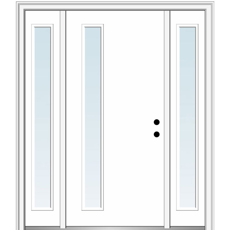 Portes d'entrée avant apprêtées apprêtées, H 81,75 po x l 64,5 po x P 6,563 po, S'ouvre à gauche vers l'intérieur, Clair