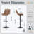 Swivel Upholstered Adjustable Height Counter Stool-97865832