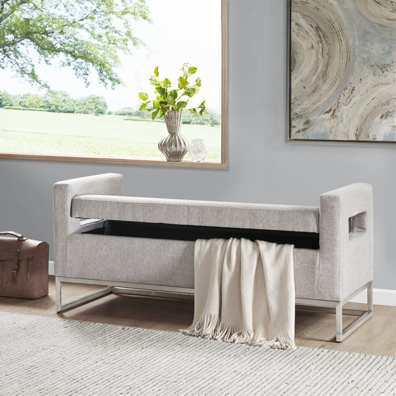 Banc de rangement rembourré Crawford, Gris