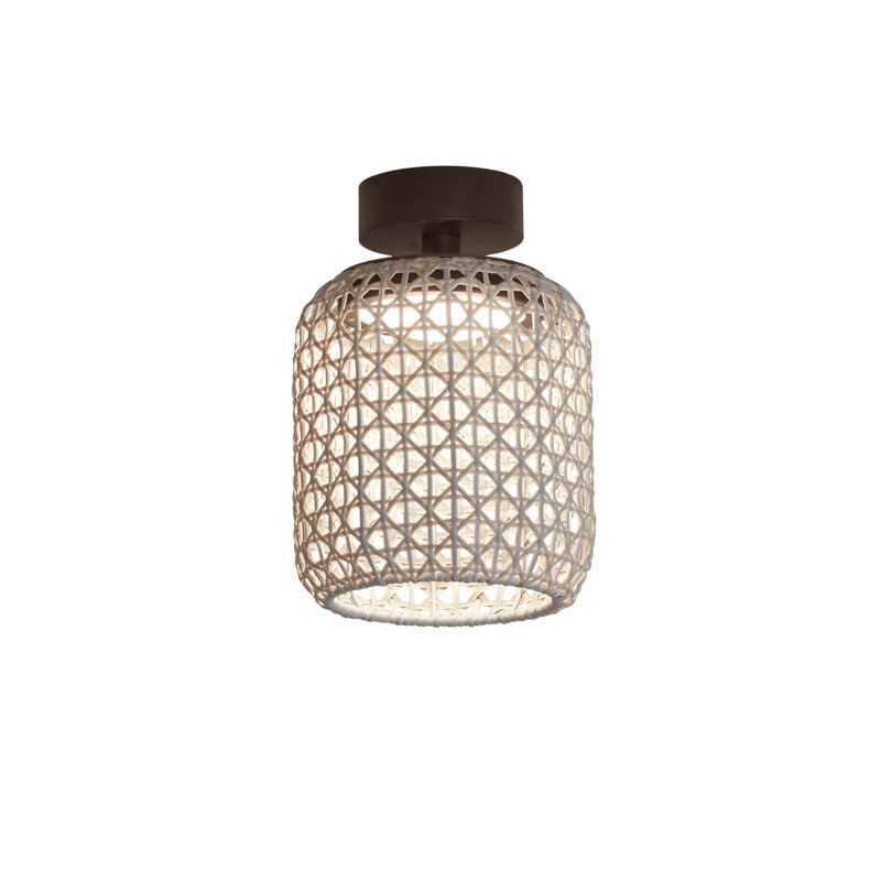 Nans Graphite Brown 8.5'' W LED Outdoor Semi Flush Mount, Beige