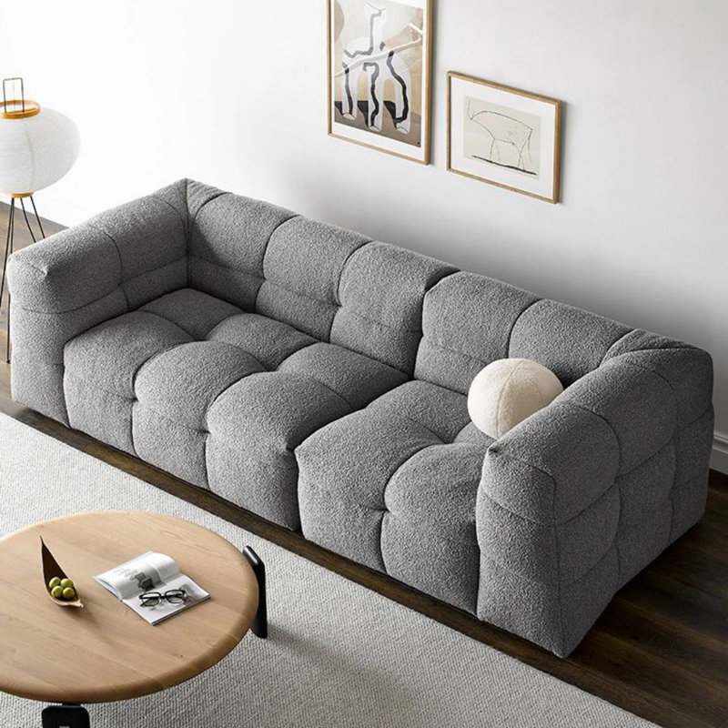 Canapé français simple de style crème, 3, Gris, H 27,56 po x l 102,36 po x P 40,55 po