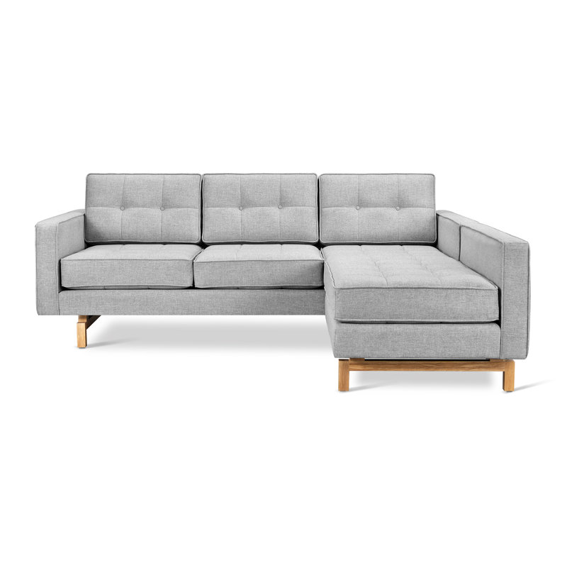 Jane 2 Chaise Sectional, Bayview Silver Performance Twill, Ash Natural