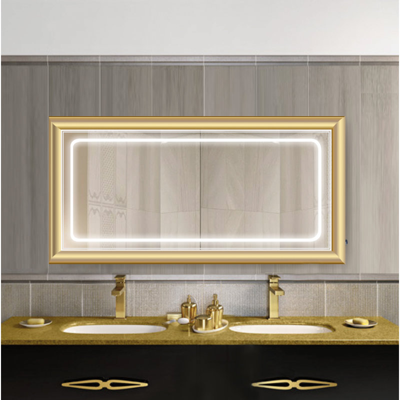 Cossette Metal Wall Mirror, 30" H x 60" W, Gold