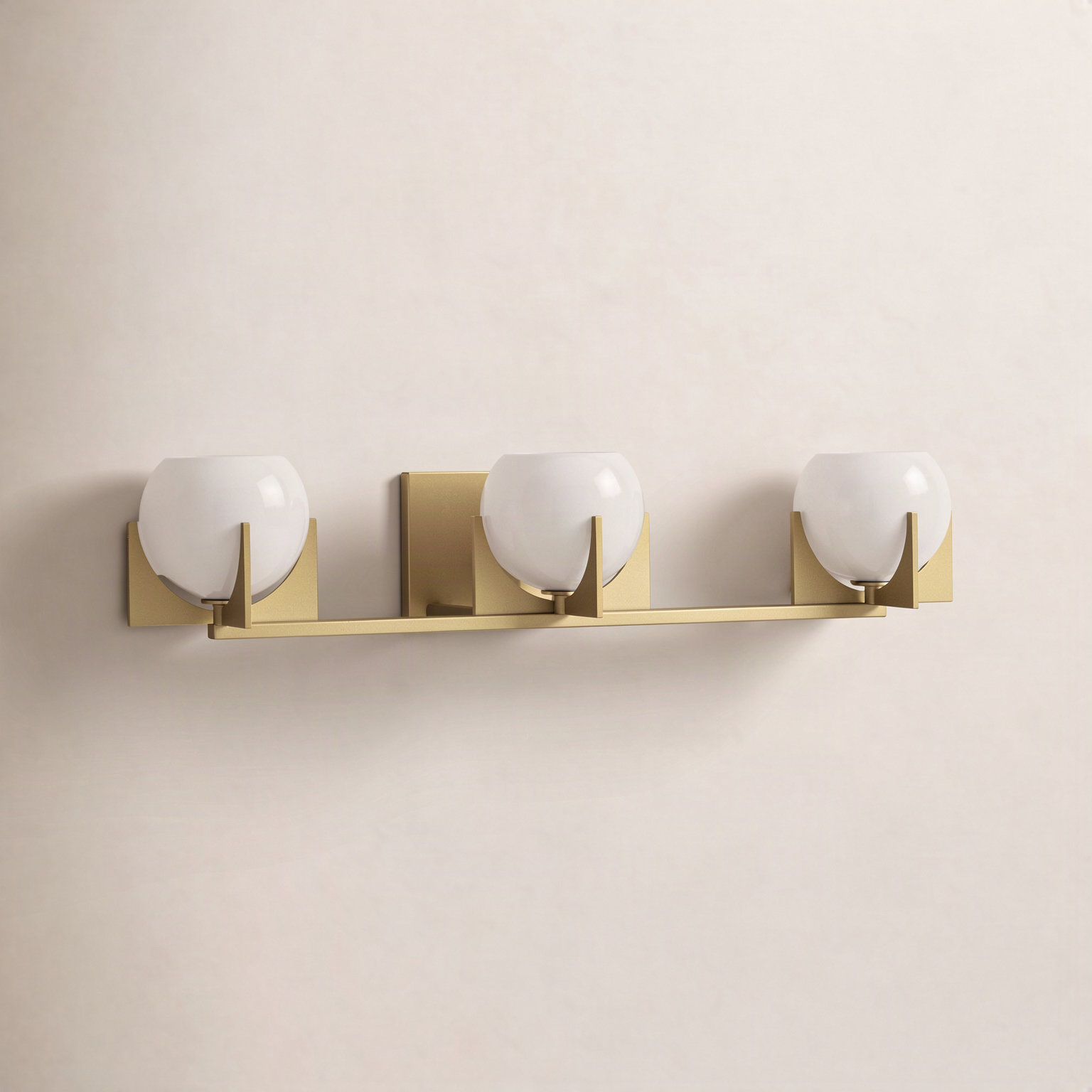 Abbott 3 Light Dimmable Vanity Light, Burnished Brass