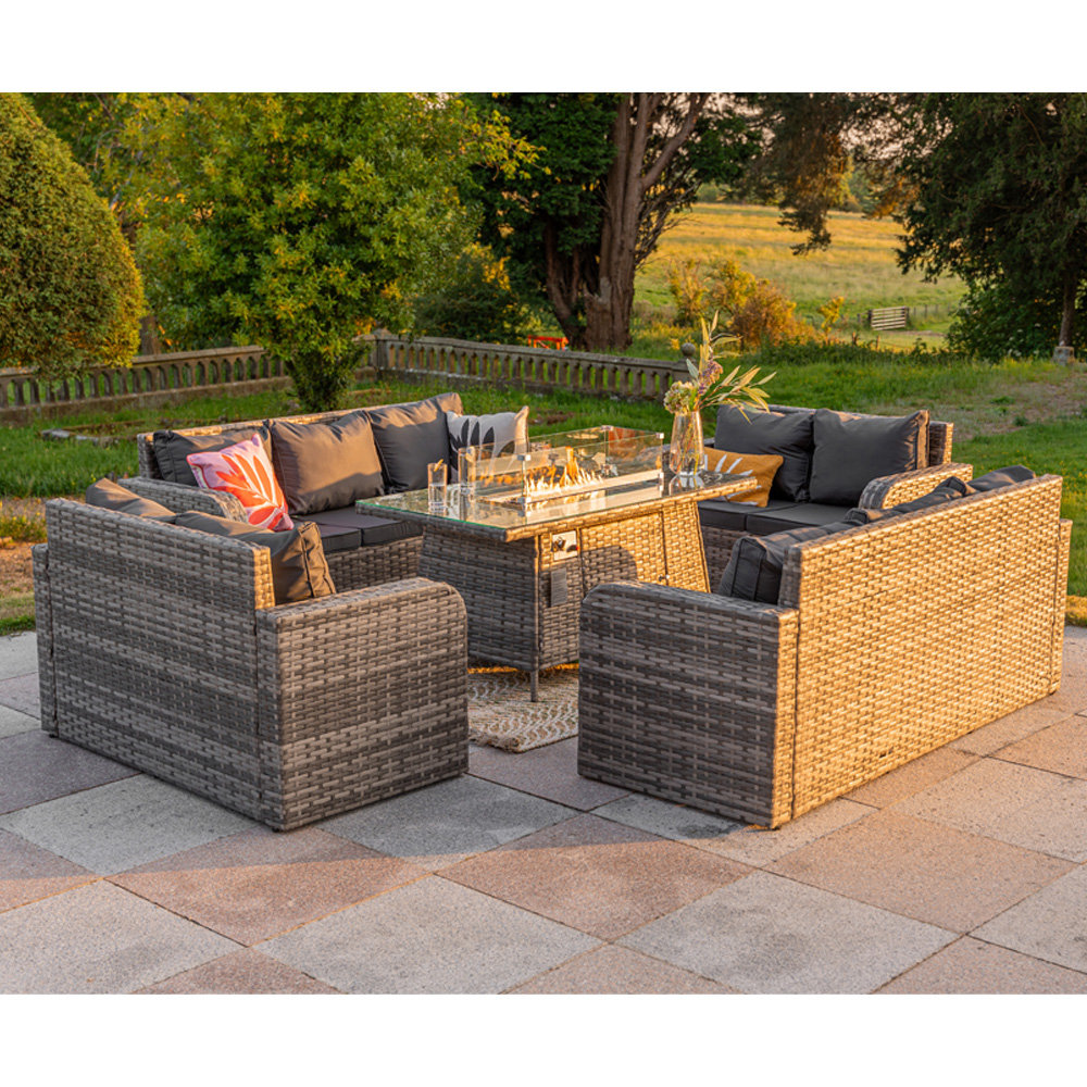 Lotus 10 Seater Fire Pit Dining Table Set