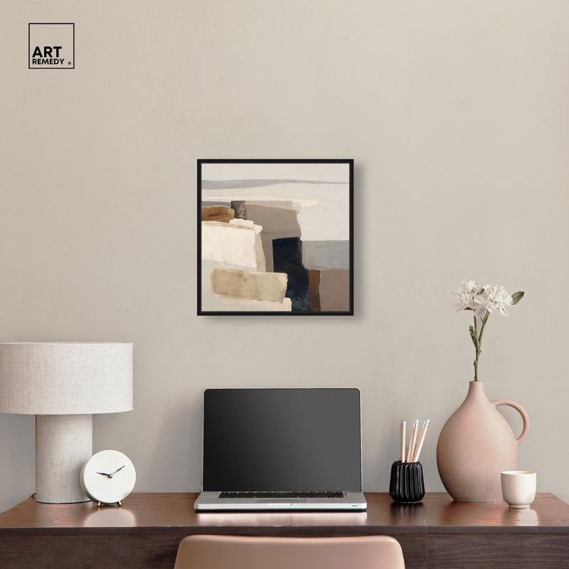 «Stone Layers I», impression sur toile encadrée par Art Remedy, cadre noir, 16 x 16, 17"H x 17"W, Black Frame