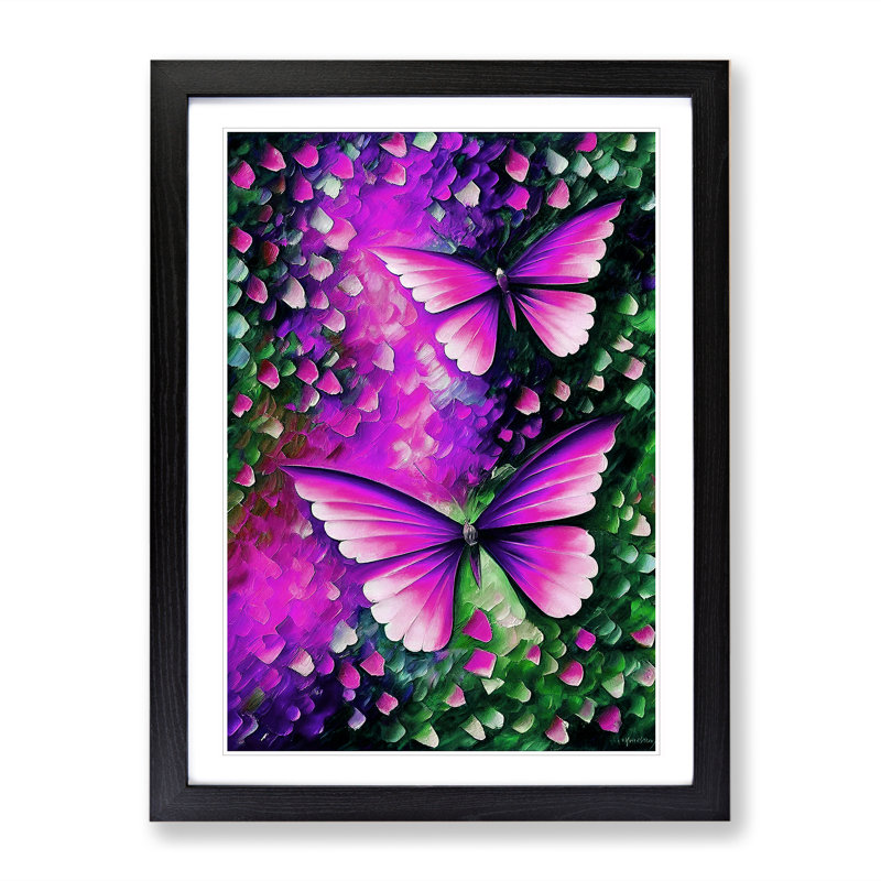 XV1022-3392X Pair Of Butterflies No.3 - Print, Black Framed, 64cm H x 46cm W x 2cm D, Black Framed