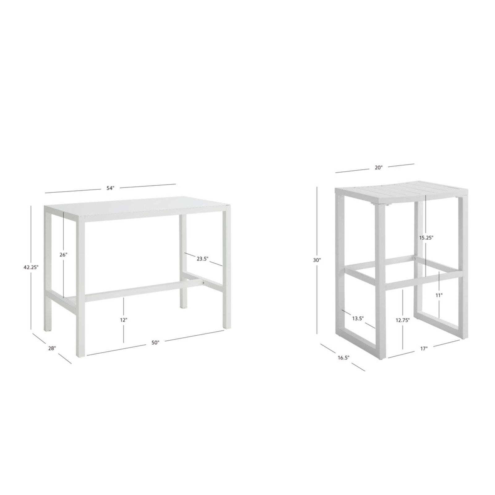 Armando 54'' Rectangular Outdoor Dining Set, 4, White