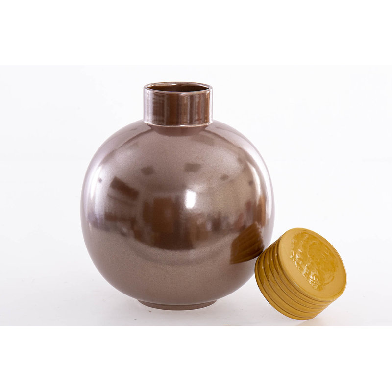 Marceno YELLOW / COPPER 27Cm Ceramic Jar