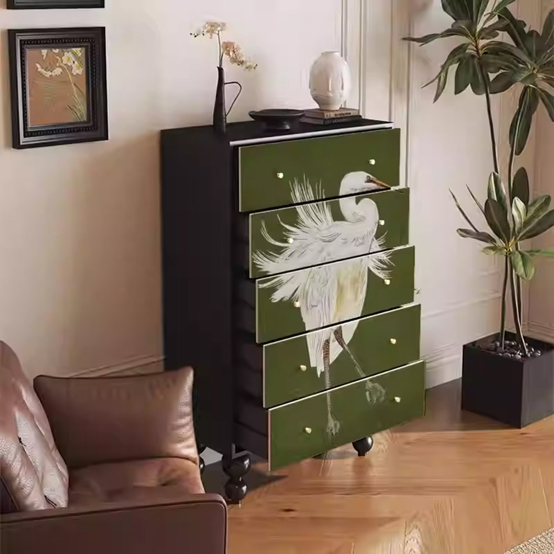 Solid Pinewood 5-Drawer Cabinet with Spacious Top