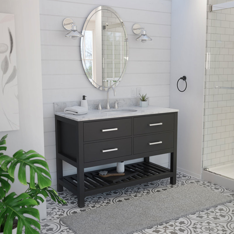 Ensemble de meuble-lavabo simple 48 po, Noir
