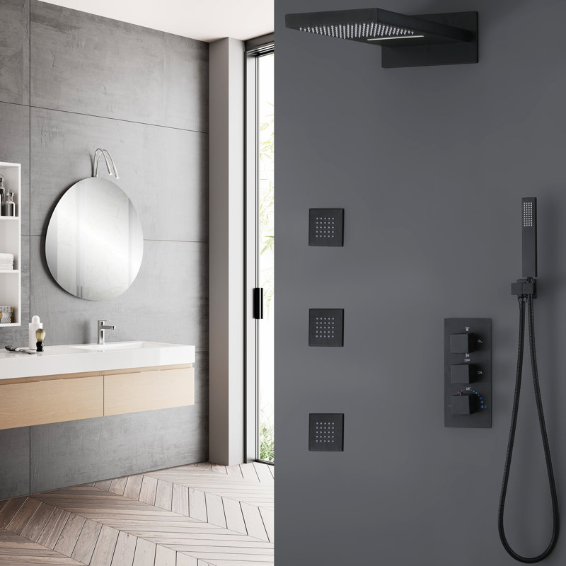 Bojet All-In-One Kit with Rough in-Valve, Matte Black