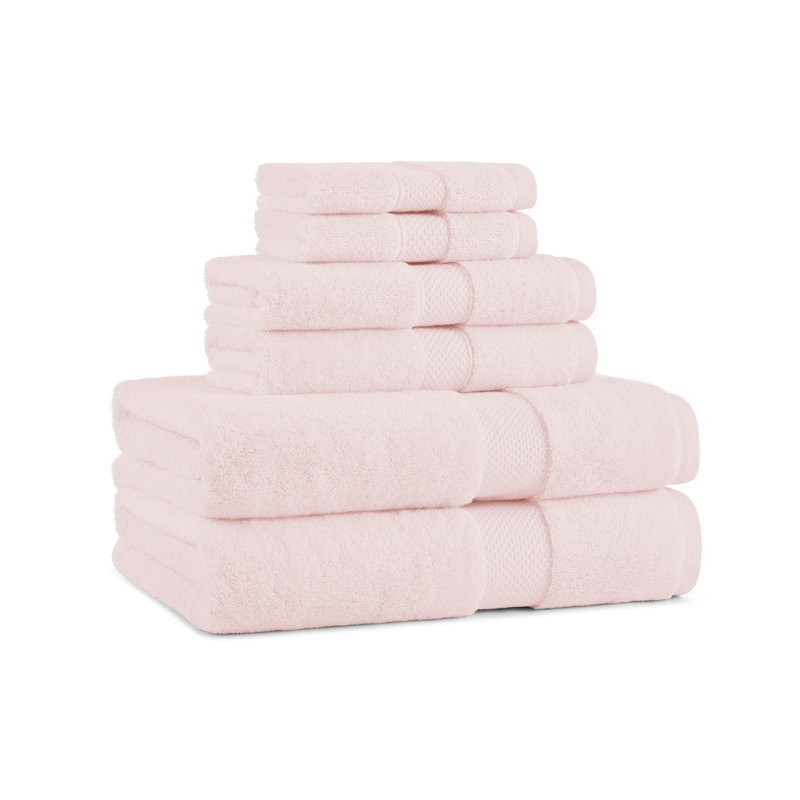 Egyptian-Like Cotton 6pc Towel Set, Blush Pink