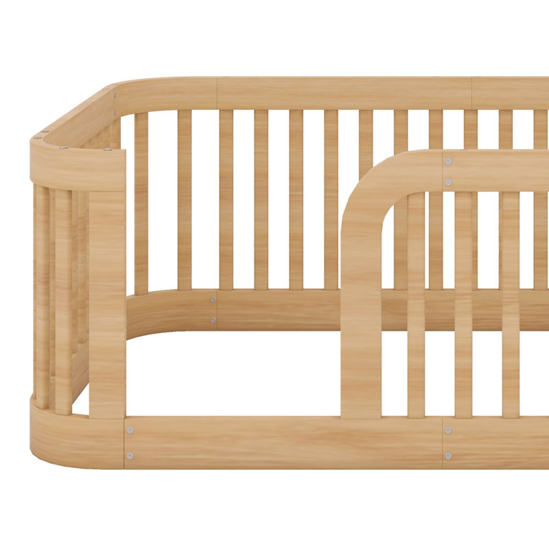 Structure de lit en bois avec clôture, Naturel
