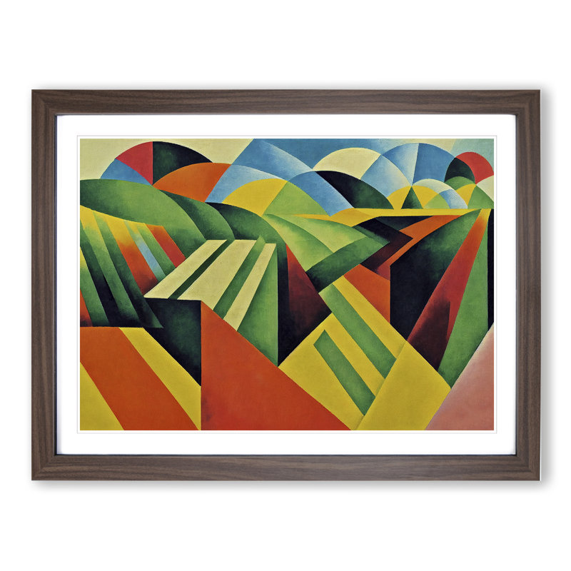Bold Abstract Meadow Landscape 1 Piece Single Picture Frame Painting, 25cm H x 34cm W x 2cm D, Walnut Framed
