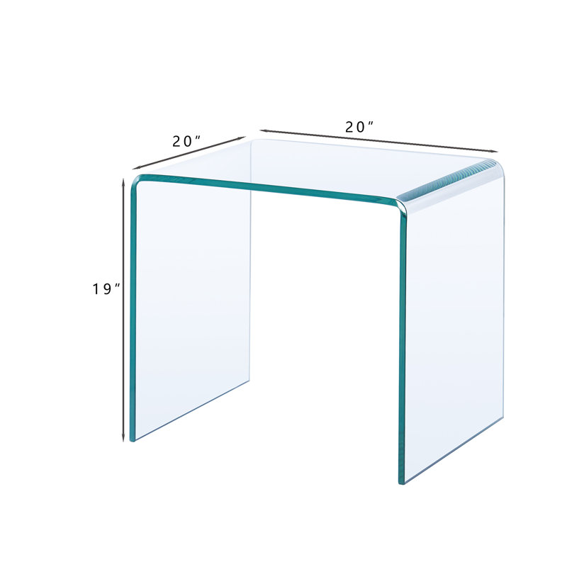 Dvergheim Glass Top End Table, 19" H x 20" W x 20" D