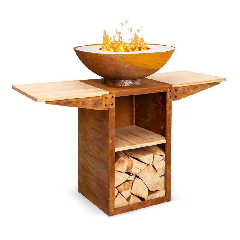 Rectangle Steel Smokeless Fire Pit, Brown