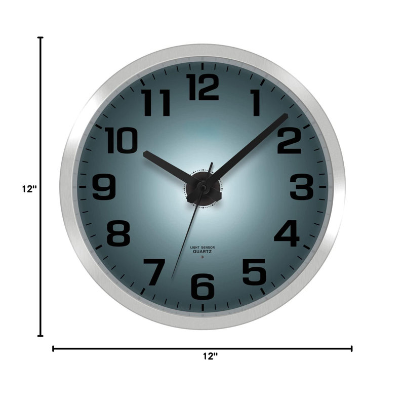 Night Light Wall Clock For Bedroom,Silent Lighted Up Wall Clock Glow In The Dark, Battery Operated Wall Clocks For Living Room/Kitchen, Easy To Read Large Digital Display, (Silver/12 Inch)