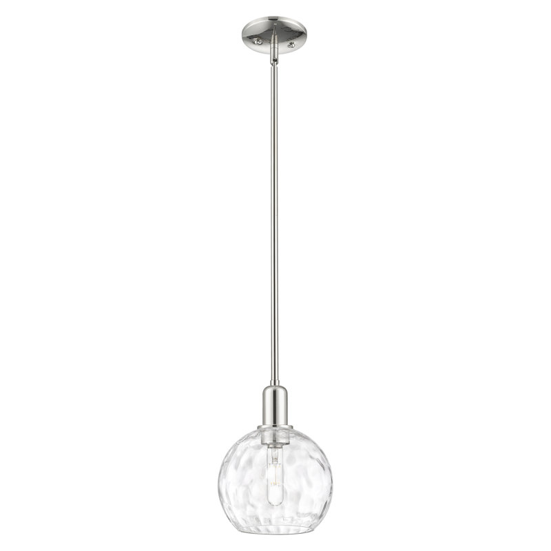 Mini-luminaire suspendu 1 lumière Arcadia - Sevier, Nickel poli, H 7 po x l 8 po x P 8 po