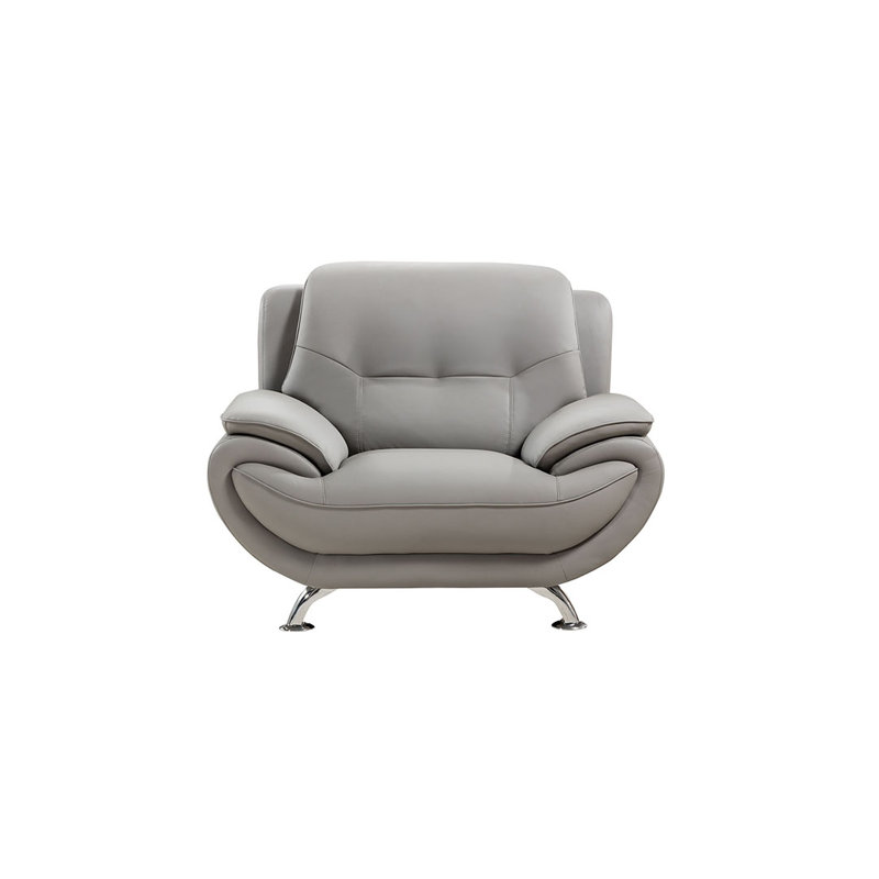 Sulayman Faux Leather Armchair, Gray Faux Leather