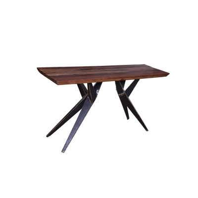 Faunia Reclaimed Mahogany Wood Entry Console Table with Black Steel Base 