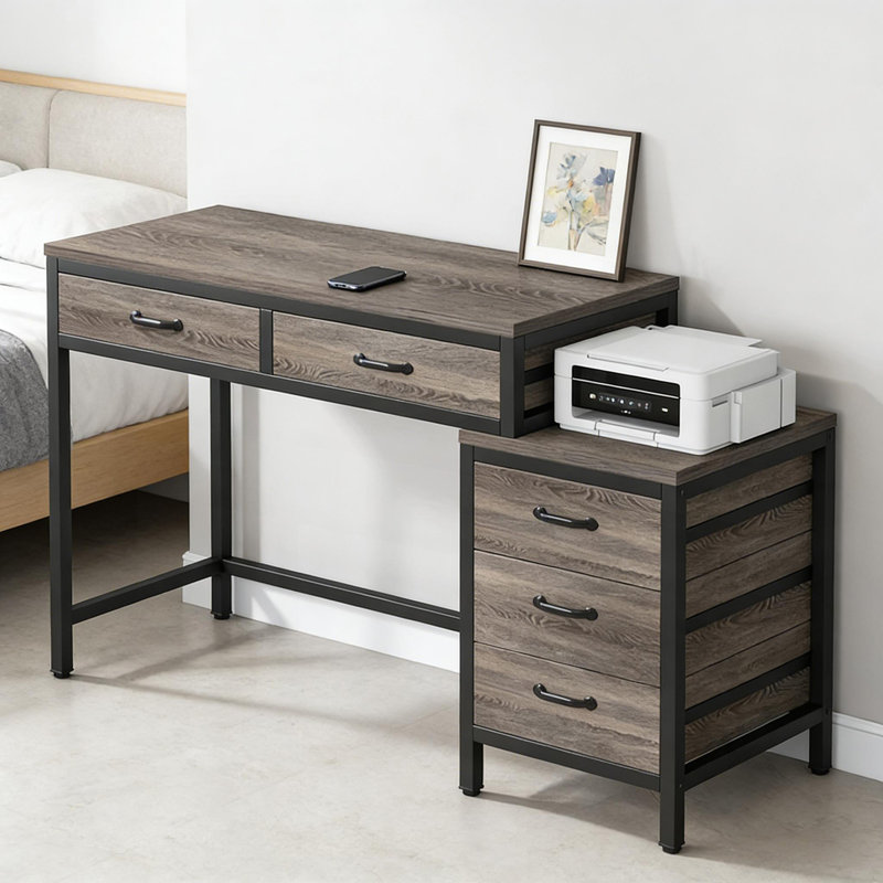 Bureau, table d'écriture, bureau d'ordinateur avec armoire à tiroirs