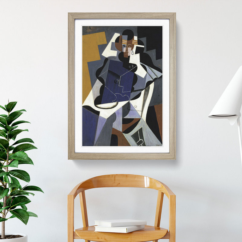 Man and Woman by Juan Gris - Picture Frame Painting, 48cm H x 36cm W x 2cm D, Oak Framed