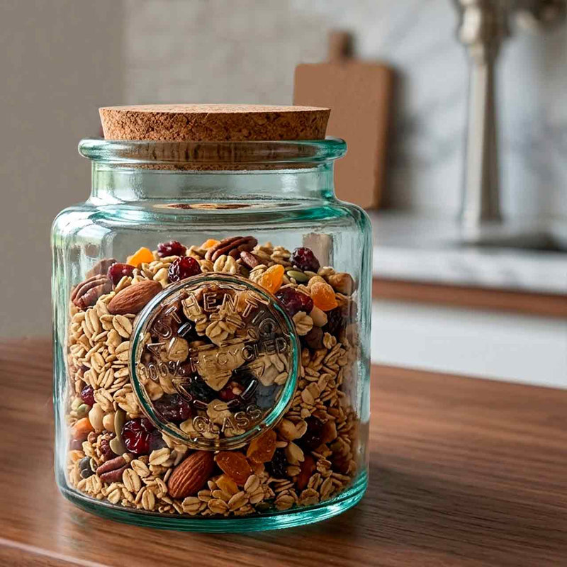 Cork and Glass Kitchen Canisters & Storage Jars - Set of 1, 1, 16.9oz