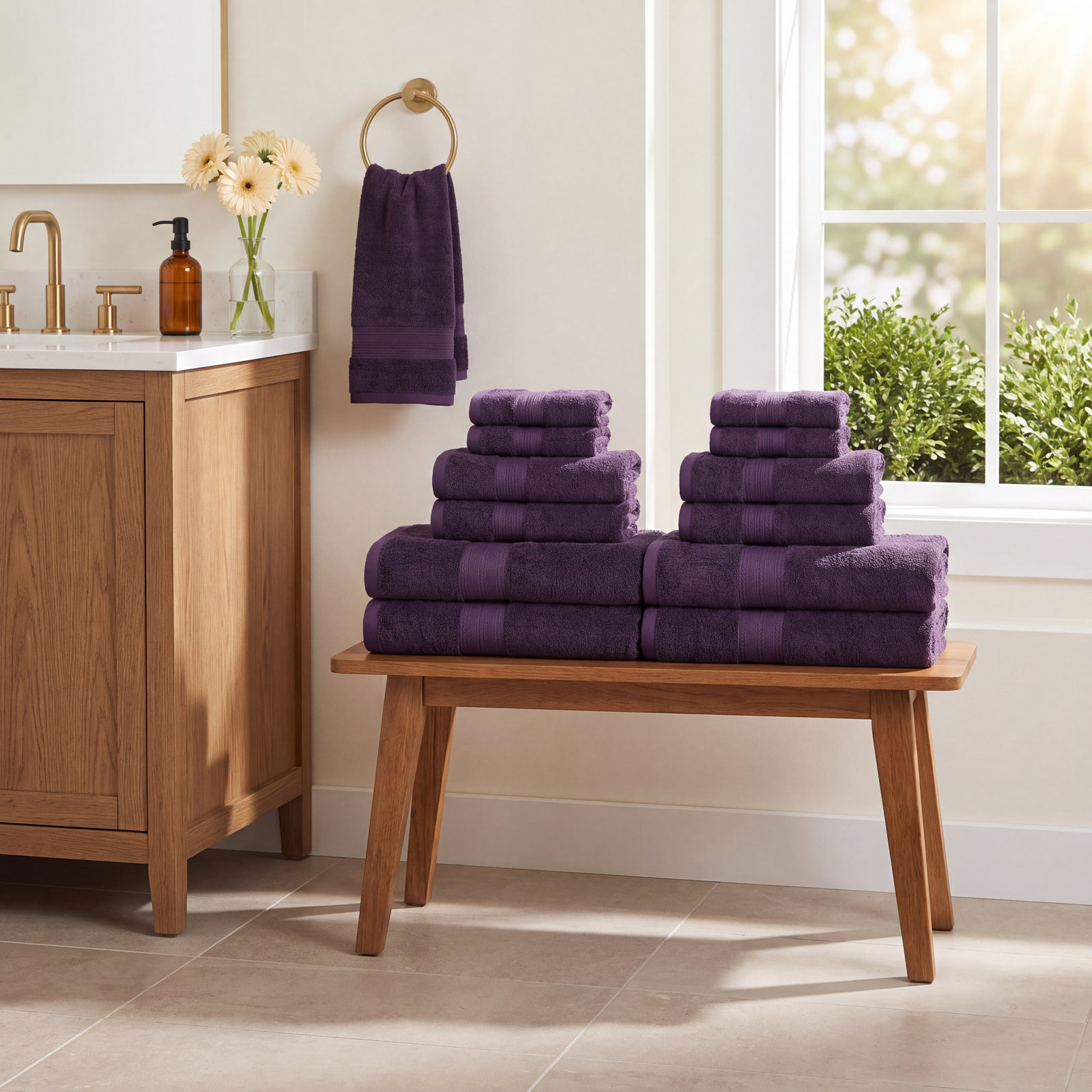 12-Piece Cotton Towel Set, Eggplant