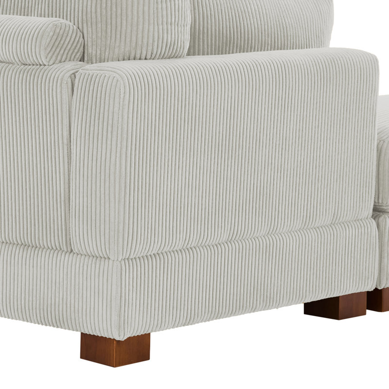 Canapé modulaire en velours côtelé Maelina , Velours côtelé gris sel de mer, H 30,7 po x l 123,6 po x P 68,1 po