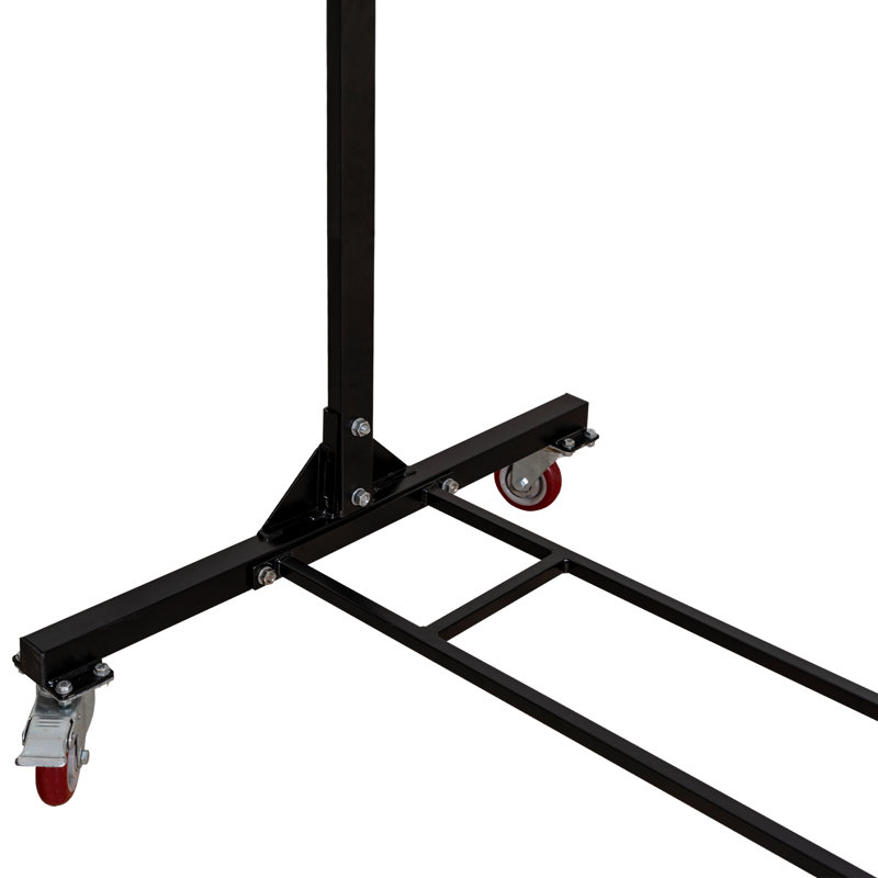 Black Steel Two-Tier Folding Chair Storage Cart