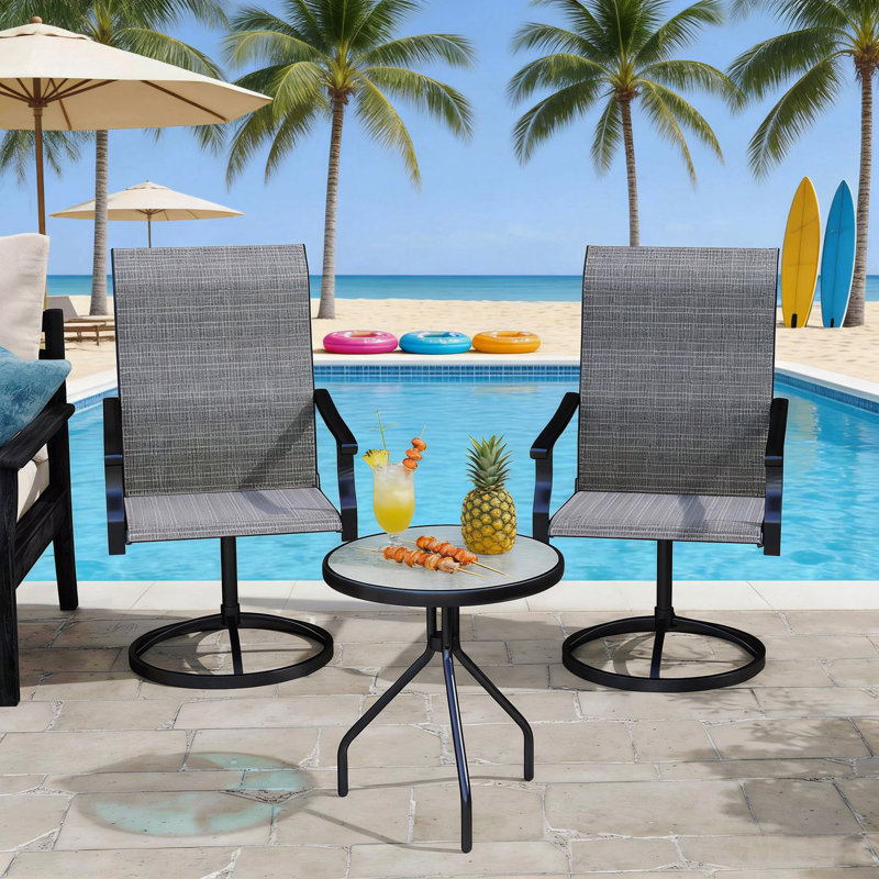 Outdoor Gray Chairs,Swivel Chairs Set Of 2, Gray