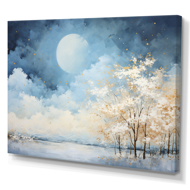 Nuage canopée pointillisme paysage III - impression, H 34 po x l 44 po x P 1,5 po, Toile tendue