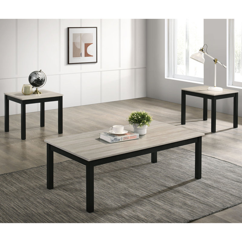 Ensemble de tables basses 3 pièces Brudan, Gris clair