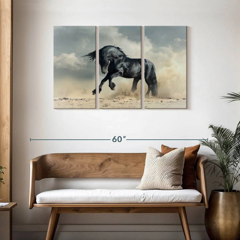 Brampt Powerful Black Stallion, 28" H x 45" W