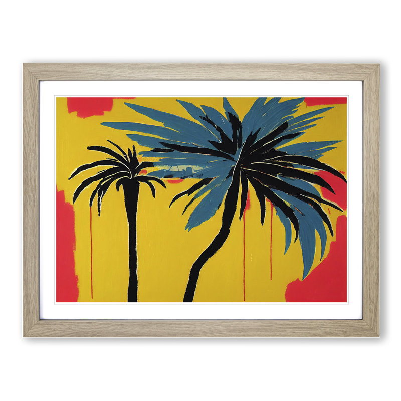 Abstract Palm Tree Art Vol.2 - Framed Print, 46cm H x 64cm W x 2cm D, Oak
