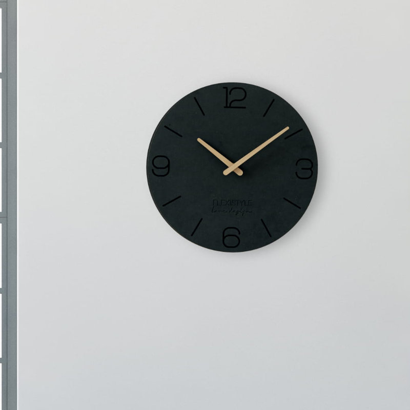 Eko Solid Wood Wall Clock, Matte Black