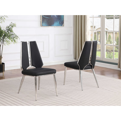 Chaidez Contemporary Side Chair w/ Textured upholstery & Steel Accents