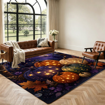 Tapis de citrouille Glow-in-the-Dark, tapis de sol sur le thème d'Halloween, tapis décoratif pour le salon, la chambre à coucher, le vestibule, la décoration intérieure, l'extérieur, décorations de Pâques, tapis