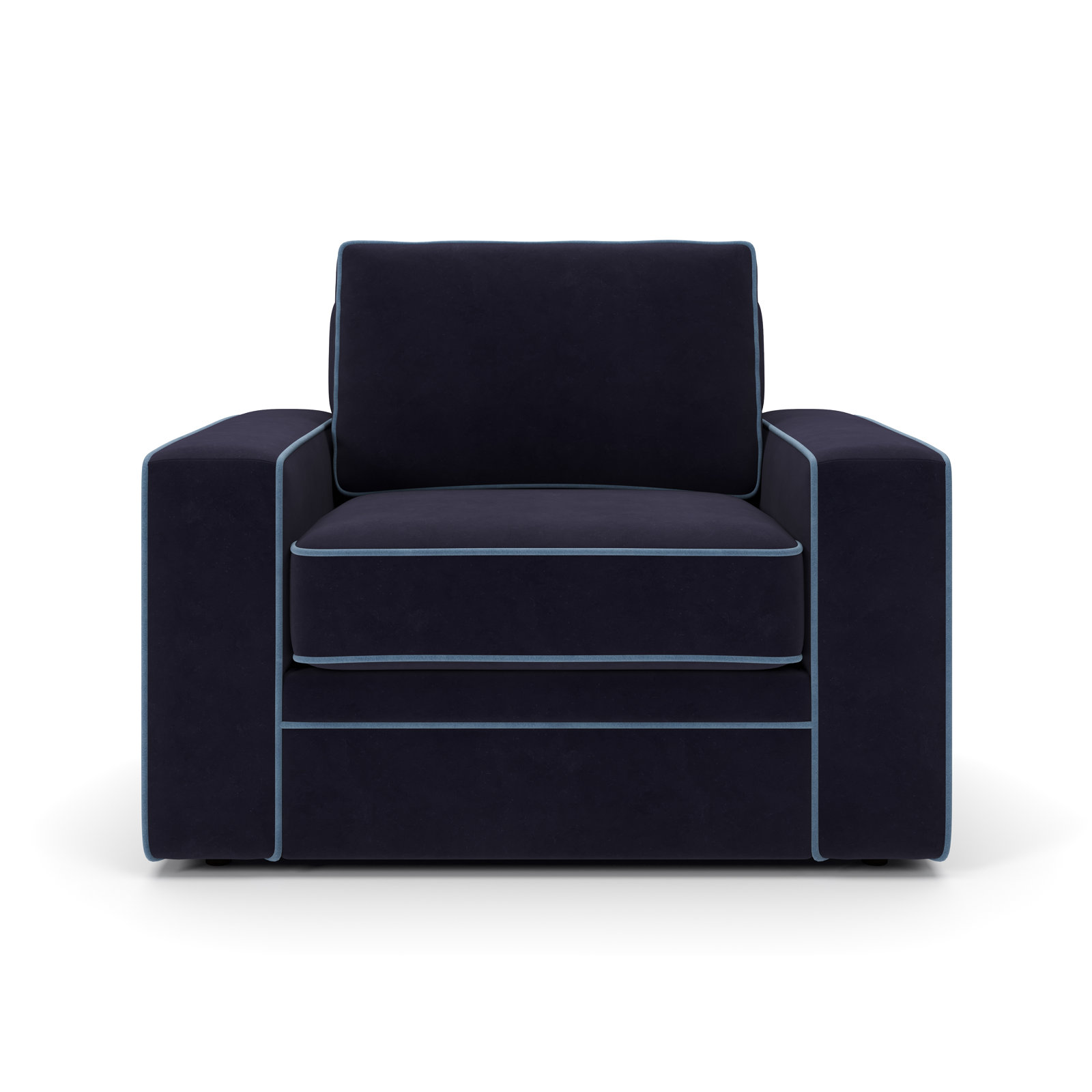 Miranda Armchair, Marquis Midnight with Blue Velvet Piping