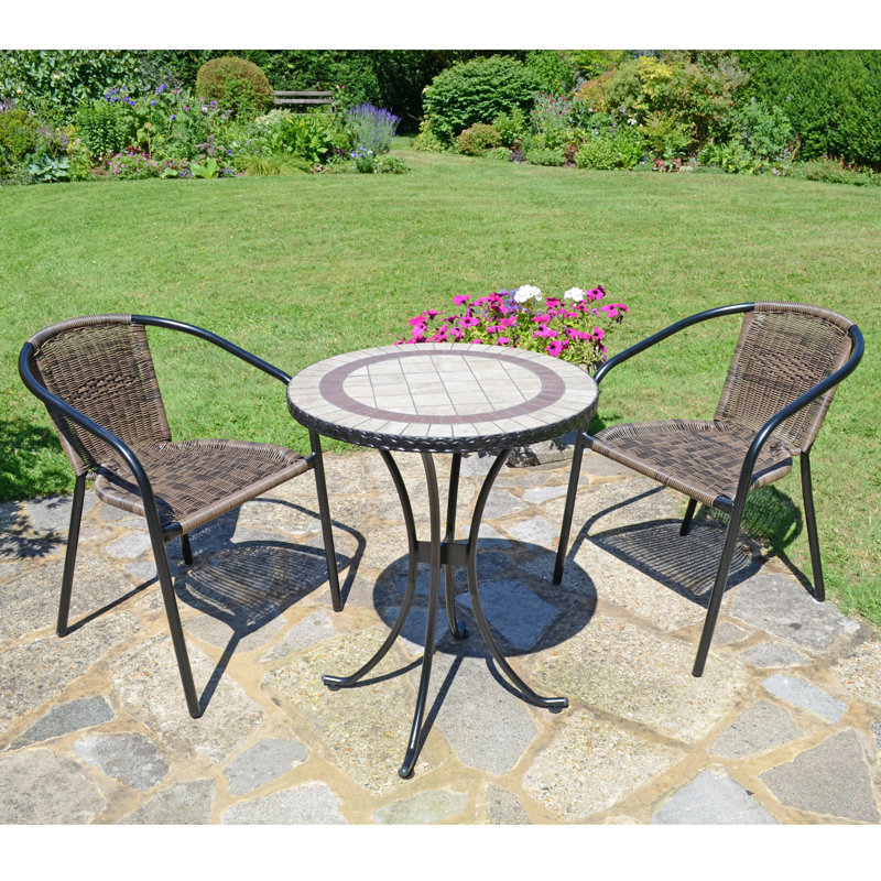 Henley 2 - Person Patio Dining Set with Round Table, 73 cm H x 60cm W x 60cm L