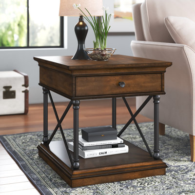 Abigaelle Molena Floor Shelf End Table with Storage by Lark Manor