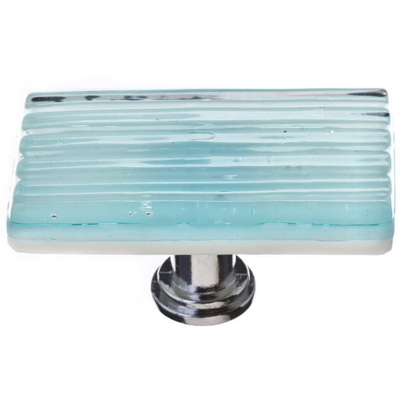 Poignée de tiroir de texture 2 po, Chrome poli, Roseau clair aqua, Blanc blanc