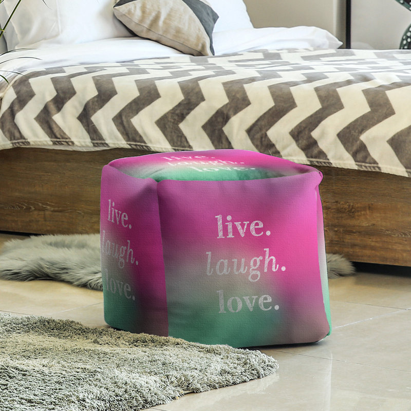 Upholstered Ottoman, Fuchsia/Green