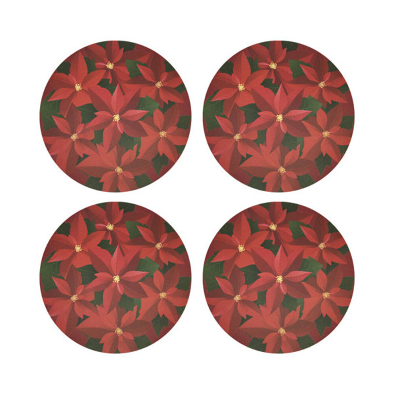 Christmas Poinsettia Pebble 16" Vinyl Placemat